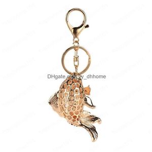 Key Rings Colorf Crystal Tail Fish Keychains Handbag Llaveros Keyrings Key Chains Purse Bag Pendant For Car Women Ornaments Drop Del Dhatk