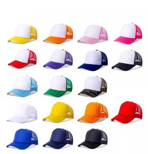 23 sublimación de color en blanco Transferir camionero Sombreros de malla para adultos Blanks Snapback Women and Men Fiest Hats Inventario
