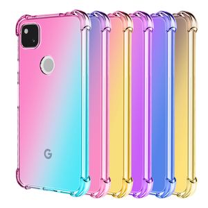 Gradientfärger Rainbow stötsäkert fodral för Google Pixel 7 6 6Pro 6xl 4A 5G Pixel4 4XL 5A 5XL Transparent Soft TPU Back Cover Cover