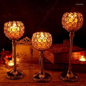 Decoração de partido Candelador de cristal de prata Candelabra Centerpiece Candlestick leve para decoração de casamento Tabela de jantar Home H