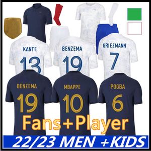 22/23 French fra nce AWAY soccer jerseyS Sets 2022 BENZEMA MBAPPE GRIEZMANN 2023 RABIOT GIROUD KANTE Maillot de foot equipe Maillots kids kit Francia football shirt