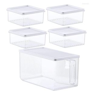 Storage Bottles 5Piece High Capacity Fridge Organiser With Lid And Handle For Dishwasher Microwave Kitchen Cupboards