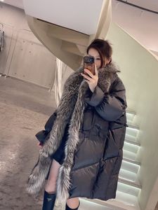 Women s Down Parkas OFTBUY White Goose Coat Winter Jacket Women Real Natural Fur Collar Thick Warm Long Loose Fashion 221128