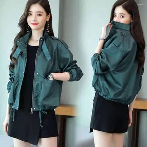 Women's Jackets Women's Coat Korean Spring And Autumn Short Stand Collar PU Small Leather Jacket Tooling Woman