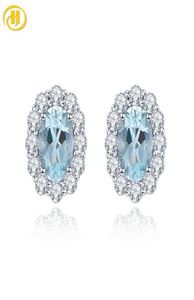 Stud Natural Oval 7x5mm Aquamarine Solid 925 Sterling Silver Earrings Classic Simple Design Gift For Women8796945