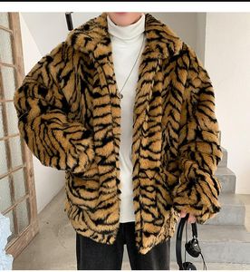 Mode männer pluz Jacke Designer Luxus Leopard Mantel Winter reißverschluss Dickes Fell Outwear Strickjacke Casual Lose Warme mantel Kleidung