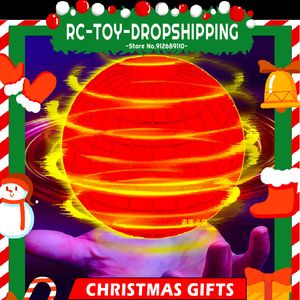 Aeronaves Electricrc voador de bola boomerang mospada magia com luzes LED Drone Hover Fly Nova Orb Spinner Fidget Toys Children Family Gift 221128
