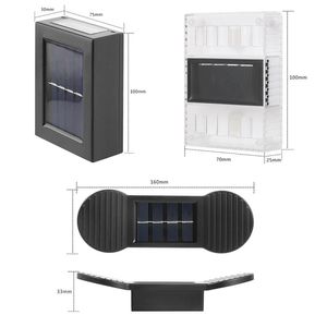 Solar-Wandleuchten für den Außenbereich, IP65, wasserdicht, für den Garten, Beleuchtung nach oben und unten, dekorative Straßenlaterne für Zuhause, Treppen, Zaun, Terrasse, Tor, Hof