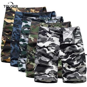 Shorts masculinos homens camuflagem militar carga praia verão homens algodão solto multi-bolso calças homme casual suor t221129