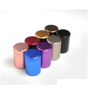 Förvaringslådor BINS TEA Blad förvaringsburkar Cylinder Small Aluminium Tin Box 4.5x6.5cm Kaffe Förseglade burkar Köksorganisatör Travel P DHRML