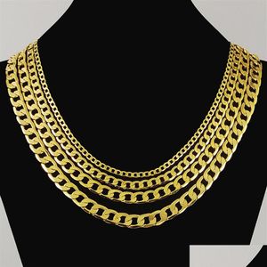 Kedjor Rost lyxig Figaro -kedja halsband 4 storlek män smycken 18k real gul guld pläterade 9mm hiphop halsband för wome dhgarden dhqje