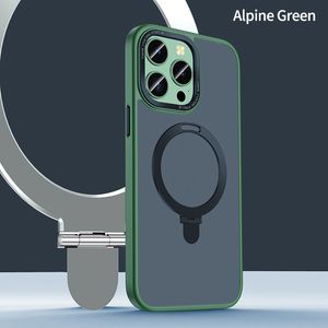 علبة هاتف Magnetic Metal Bracket لـ iPhone 12 13 14 Pro Max Magsafing TPU PC Cover الخلفية العدسة المعدنية الشحن اللاسلكي