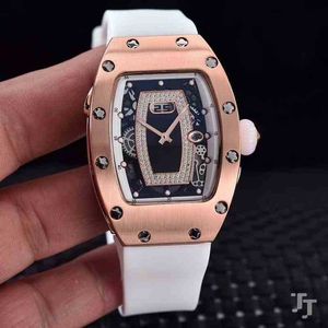 Lüks Mens Mekaniği Richa Milles Wristwatch Kadın Lady Girl Otomatik Mekanik Gül Altın Tourbillion Kauçuk Paslanmaz S'yi İzler