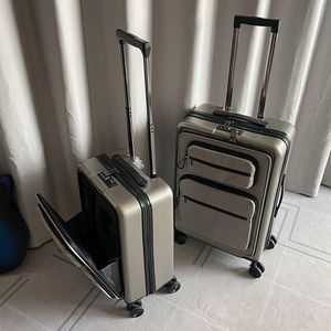Viajar mala de moda unissex tronco letras bolsas mochilas homens girat ria caixa universal caixa de bagagem de bagagem forte bolsas de bagagem de couro forte grande capacidade de contraste
