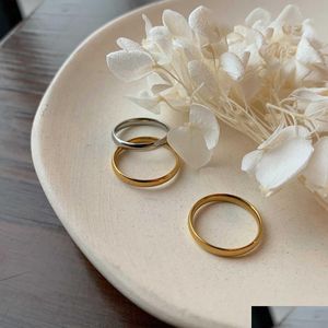 Полосовая кольца кольца маленький большой размер гладкий мужчина кольцо на пальцах с золотыми кольцами для женщин для женщин из нержавеющей стали Deli Deli Dhgarden DHW2M