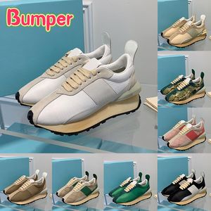 Luxus-Herren-Freizeitschuhe Bumper Low-Top-Sneaker Aprikosenbeige Schwarz Weiß Rosa Nylon Grün Schlangenleder Eisen Dunkelgrau Schlangenmode Herren Damen Turnschuhe Trainer