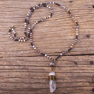 Anhänger Halsketten MD Mode Böhmischen Schmuck Zubehör Perlen Halskette 4mm Multi Stein Geknotet Kristall Für Frauen Geschenk