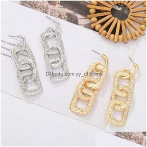 Dangle Chandelier Trendy Geometric Link Chain Pendant Dangle Earring For Women Charm Gold Color Metal Earrings Accessories Drop De Dhk72