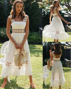 Casual jurken zogaa zomer elegante sexy witte jurk voor vrouwen mode kanten uit holle bidemaid long dames vakantie maxi