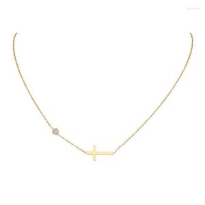Colares pendentes Rhyseng simples aço inoxidável de aço cruzado de colar de zircão de colar de colar de colar de jóias de design exclusivo para fêmea para jóias