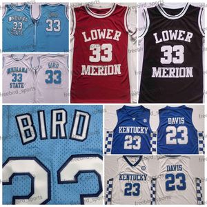 Indiana State Sycamores 33 Bird Basketball Jersey 23 Davis 11 Wall Baby Blue Kentucky Blue Lower Merion High Schoo Black 33 Jerseys Mens