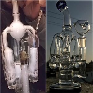 Hookahs Klein Recycler Oil Rigs Glass Water Bongs Chicha Smoking Pipes Unique Bong heady Dab Rigs With 14mm banger