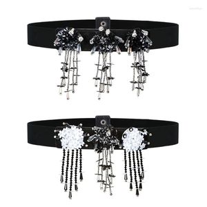 Belts Brand White Rhinestone Waist Belt For Women Ladies Elastic Band Colorful Crystal Bead Corset Strap Dress Accessories DP66