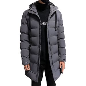 Mens Down Parkas Homens Jaqueta de Inverno Quente Com Capuz Homem Sólido Casacos e Casacos Outwear Windbreaker Masculino Long Parka Overcoats Plus Size Preto Cinza 4XL 221129