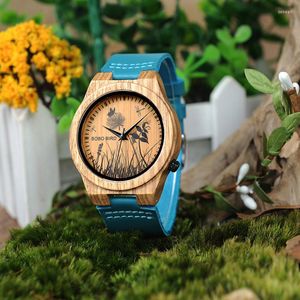 Relógios de pulso bobo pássaro bambu assista homens design especial design real parecido com impressão uv face face weld wist relógio ratavais masculino presente