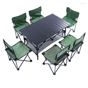 Camp Furniture 4-6 Person Camping Folding Table And Chair Set Outdoor Beach Barbecue Self-driving Picnic Equipment