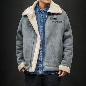 Mens Jackets Fashion Woolen Jacket Winter Vintage Suede Thick Coats Streetwear Hip Hop Warm Coat Casual Plus Size 5XL 221129