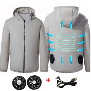 Мужские куртки мужские уличные летние USB электрический вентилятор охлаждающее пальто мужская одежда с вентилятором для кондиционирования воздуха куртка с капюшоном от теплового удара 221129