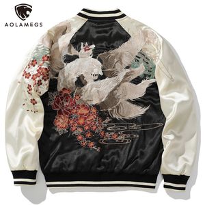 Mensjackor Retro Satin Coat Flower Brodery Splice Y2K Down Casual Stand Collar Baseball Uniform Hip Hop Streetwear 221129