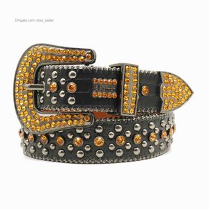 2022 Designer Belt BB Simon Rhinestone Belt Men's and Women's Samma nit Pin Buckle Midje Tätning Personlighetsnätverk Röd Trend Verokera bälte