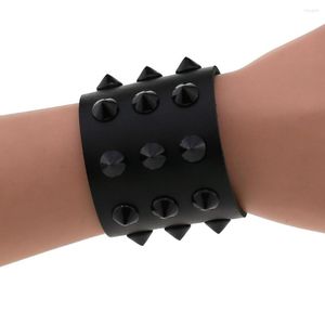 Armreif Gothic Punk Hip Hop Rock Spike Rivet Black Stud PU Leder Armband Armband