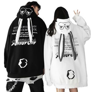 Kvinnors hoodies tröjor Autumn Winter Par Matchande söt hoodie plysch kanin långa öron huva tröja kvinnor kawaii förtjockar ficka utkläder 221129