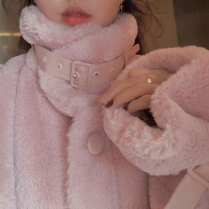 Women Sur Fur Faux Pink Coat elegante inverno quente tendência doce casacos femininos estilo japonês kawaii coreano sobretudo 221128