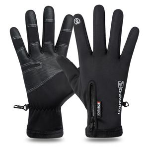 Luvas de ciclismo de inverno Bicicleta Placa de toque quente Luvas de dedo completo Motocicleta à prova d'água à prova de vento Riding de bicicleta