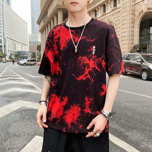 Men s T Shirts Creative Print Tie Dye Tees Streetwear Men Summer Harajuku Hip Hop Casual Short Sleeve Tshirts Tops Orange Black