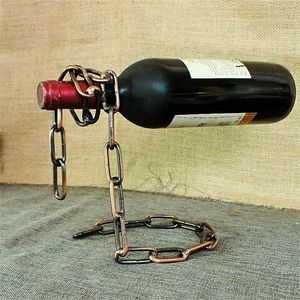 Novelty Items Magic Suspension Iron Chain Wine Rack Metal Chain Hanging Wine Bottle Holder Bar Cabinet Display Stand Shelf Home Decor Supplies 221129