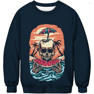 Herrtr￶jor 2022 Skull Pullover M￤n och kvinnor High Street Trend Retro Clothing Casual Jacket L￶s tr￶ja