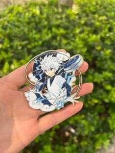 دبابيس دبابيس Hunterxhunter Killua Hard Monamel Pin 70mm Metal Butge Button Brooch Collection Medal Medal Hift