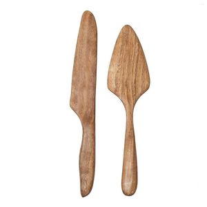 Dinnerware Sets Wooden Cake Server And Cutter Set Rustic Pie Pastry Gift For Wedding Bridal Shower