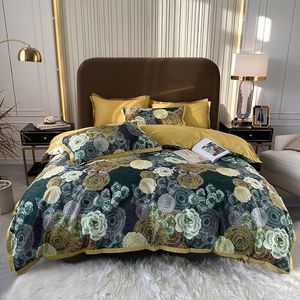 Sängkläder sätter 100 Nature Egyptian Cotton Böhmen Däcke Cover Vintage Flowers Light Color Super Soft Easy Care Bed Sheet 221129