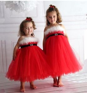 Vestidos de menina FLOR RED RED RED CEARDO PARA CASAS VESTIMENTO DE BALL DRESSA DOMENTO DE CRIANÇAS BEBÊNIA COMUNIÃO DE POGOT