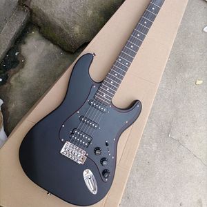 6 Strings Matte Black Electric Guitar with SSH Pickups Rosewood Fretboard Customizable
