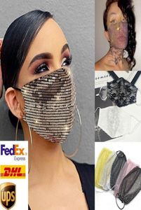 DHL Designer Mask Facial Protective Covers för vuxna mode Blingbling Sequinlace Crystal Face Mask Fancy Dress Party 8076313