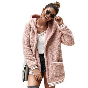 QNPQYX Autumn Faux Fur Coat Women Winter Withed Teddy Coat Jacket stack