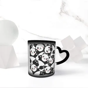 Tassen, süße Panda-Kaffeetasse, thermochrome Keramik, Tee für Büro und Zuhause, lustiges Weihnachtsgeschenk