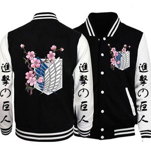 Giacche da uomo Anime Graphic Bomber Baseball Cardigan allentato Cappotto Uomo Donna Attack on Titan Shingeki No Kyojin Oversize 221129